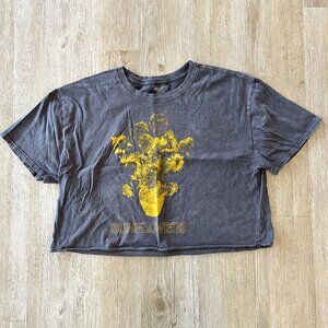 Womens Mighty Fine Grey Cropped Sunflowers Tshirt - XXL